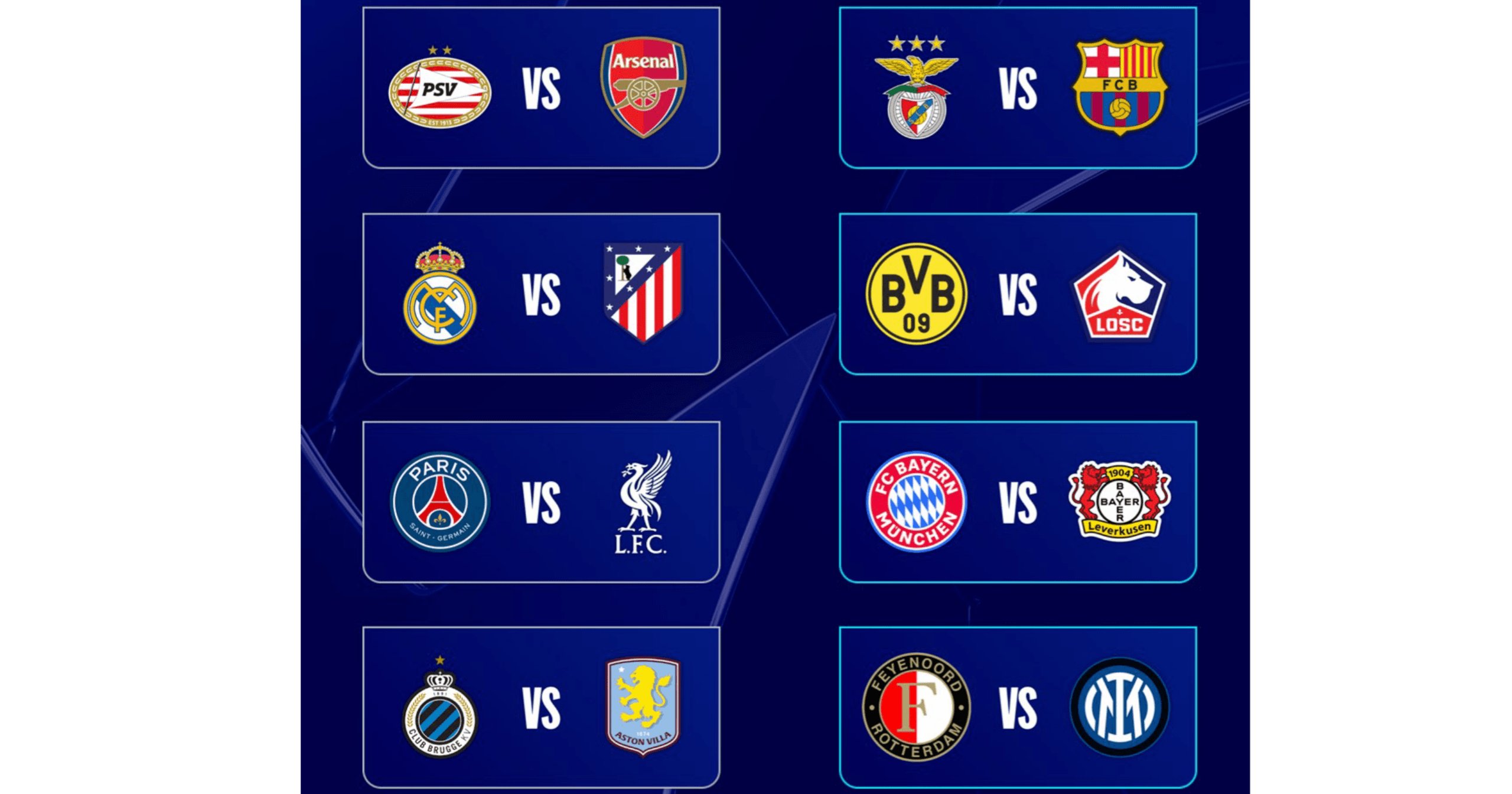 ucl | Spostobadi Champions League Round of 16 Draw and Match Schedule